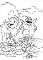 coloriage abidou dans le champ de fleurs